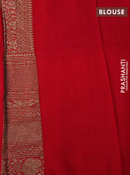 Banarasi georgette saree peacock blue and red with allover thread & zari woven butta weaves and long woven border