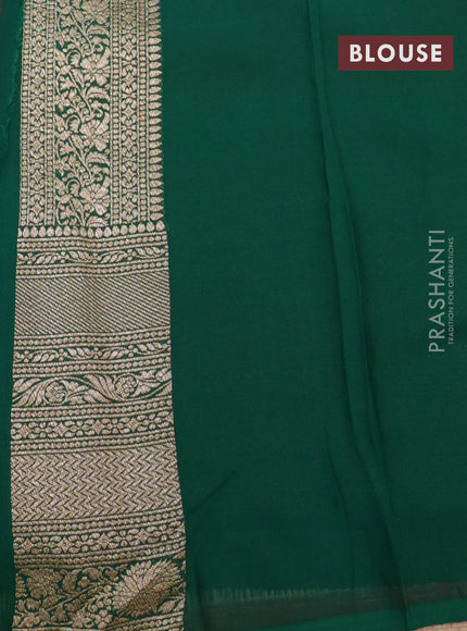 Banarasi georgette saree red and dark green with allover thread & zari woven butta weaves and long woven border