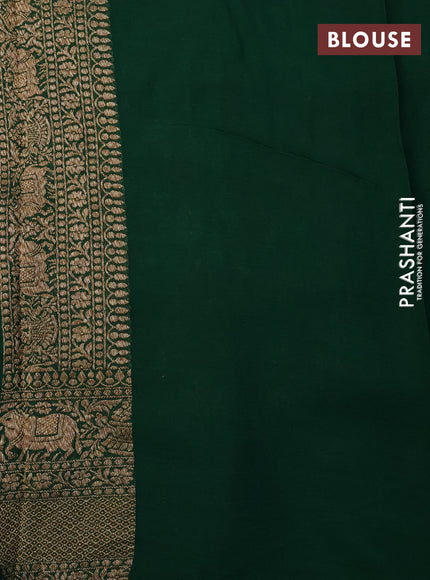 Banarasi georgette saree red and green with allover thread & zari weaves and woven border