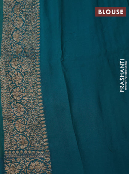 Banarasi georgette saree yellow and pink teal blue with allover thread & zari woven floral buttas and woven border