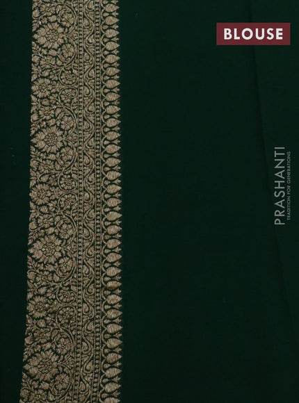 Banarasi georgette saree violet and dark green with allover thread & zari woven floral buttas and woven border