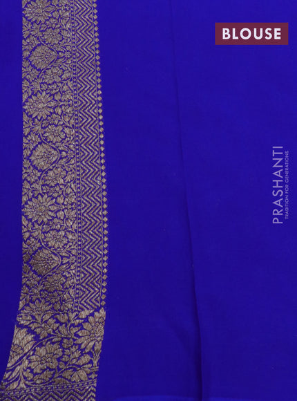 Banarasi georgette saree red and royal blue with allover thread & zari woven floral buttas and woven border