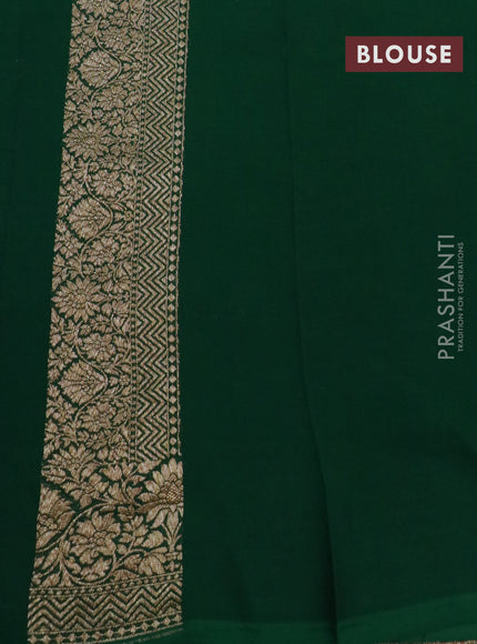 Banarasi georgette saree coffee brown and green with allover thread & zari woven floral buttas and woven border