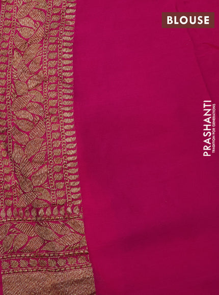 Banarasi georgette saree dark blue and pink with allover thread & zari weaves and woven border