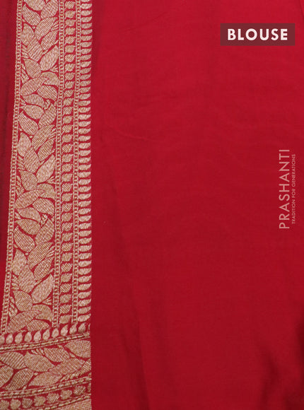 Banarasi georgette saree green and maroon with allover thread & zari weaves and woven border