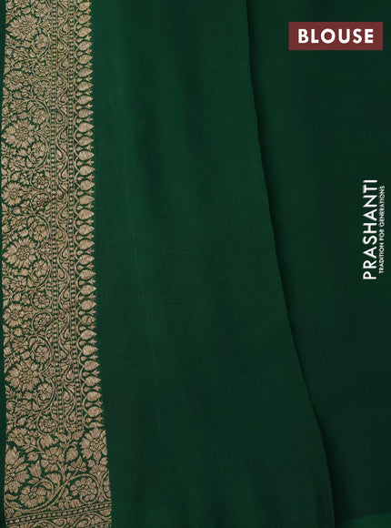 Banarasi georgette saree coffee brown and green with allover thread & zari woven buttas and woven border