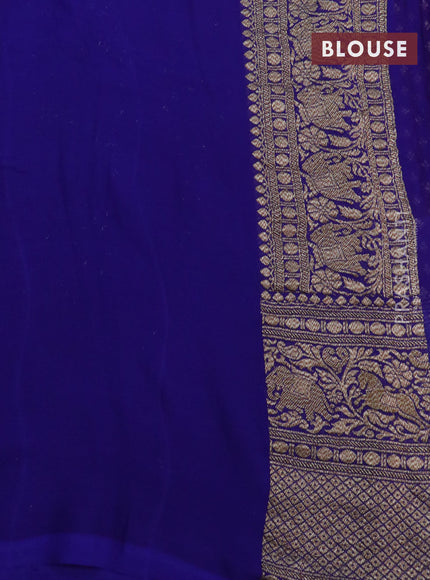 Banarasi georgette saree deep purple and cs blue blue with allover thread & zari woven butta weaves and long woven border