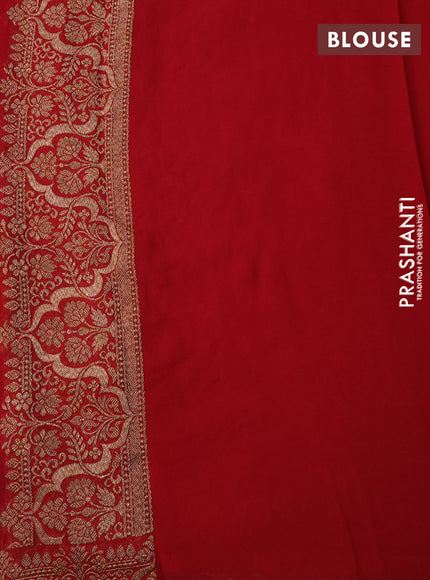 Banarasi georgette saree violet and red with allover thread & zari weaves and woven border