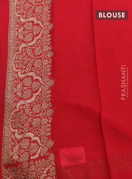 Banarasi georgette saree dark blue and red with allover thread & zari weaves and woven border