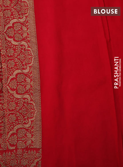 Banarasi georgette saree red with allover thread & zari weaves and woven border