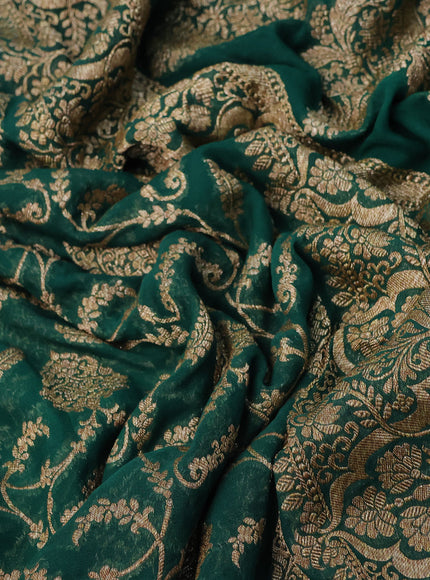 Banarasi georgette saree green with allover thread & zari weaves and woven border