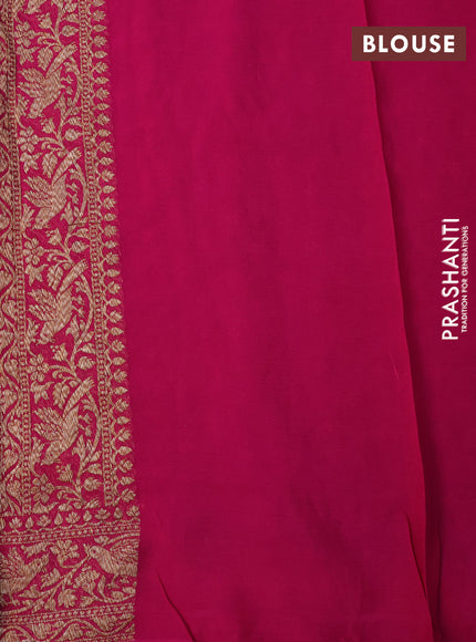 Banarasi georgette saree dark blue and pink with allover thread & zari butta weaves and woven border