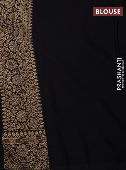 Banarasi georgette saree black with allover thread & zari weaves and woven border