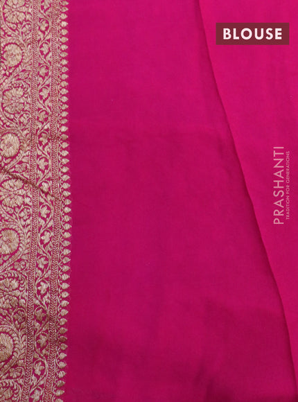 Banarasi georgette saree dark blue and pink with allover thread & zari butta weaves and woven border