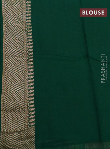 Banarasi georgette saree red and green with allover thread & zari butta weaves and long woven border