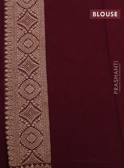 Banarasi georgette saree wine shade with allover thread & zari weaves and woven border