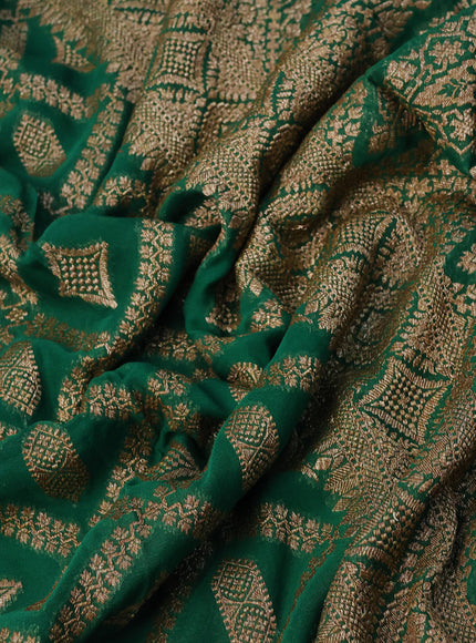 Banarasi georgette saree green with allover thread & zari weaves and woven border