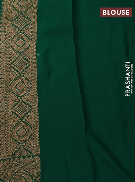 Banarasi georgette saree green with allover thread & zari weaves and woven border