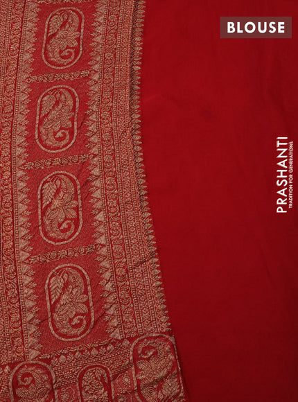 Banarasi georgette saree red with allover thread & zari weaves and woven border