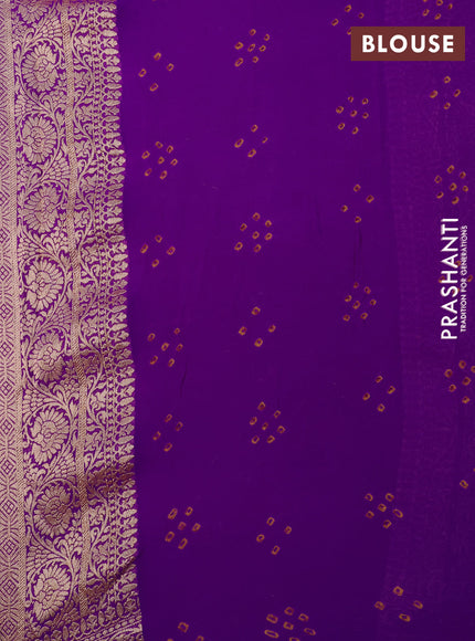 Banarasi georgette saree purple with allover bandhani prints & zari weaves and woven border