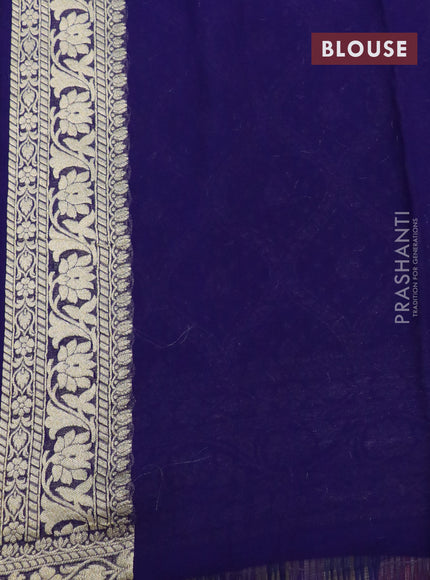 Banarasi georgette saree blue with allover zari weaves and woven border