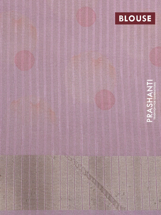 Crushed tissue saree pastel pink with allover leaf digital prints and zari woven border