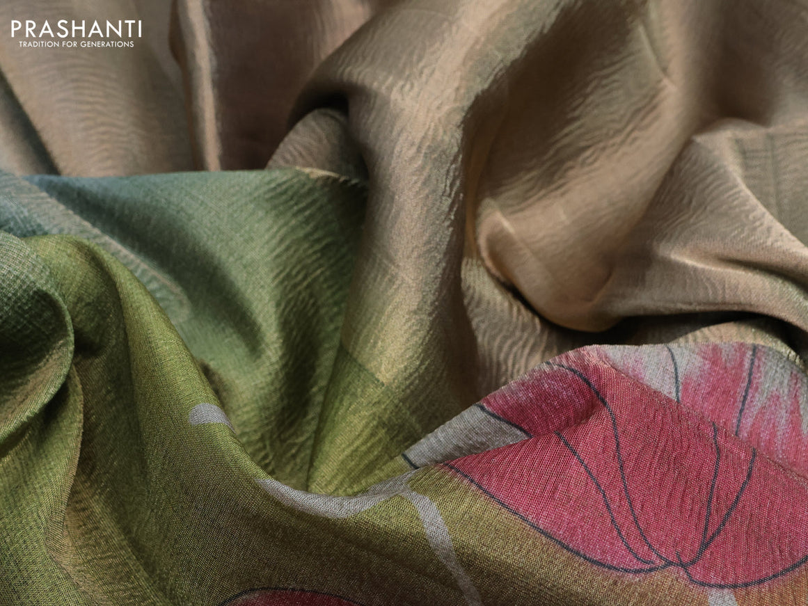 Crushed tissue saree multi colour with allover floral digital prints and zari woven border