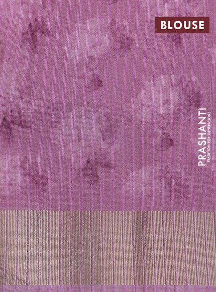 Crushed tissue saree mauve pink with allover floral digital prints and zari woven border