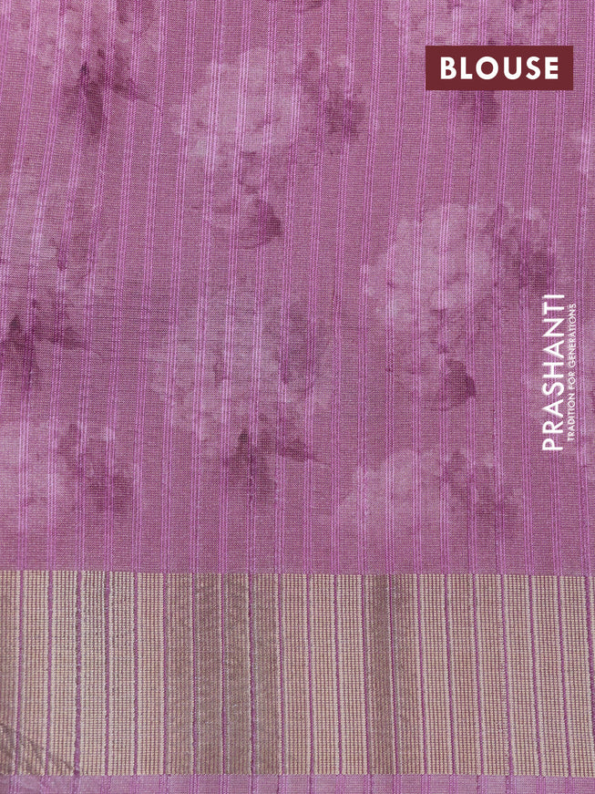 Crushed tissue saree mauve pink with allover floral digital prints and zari woven border