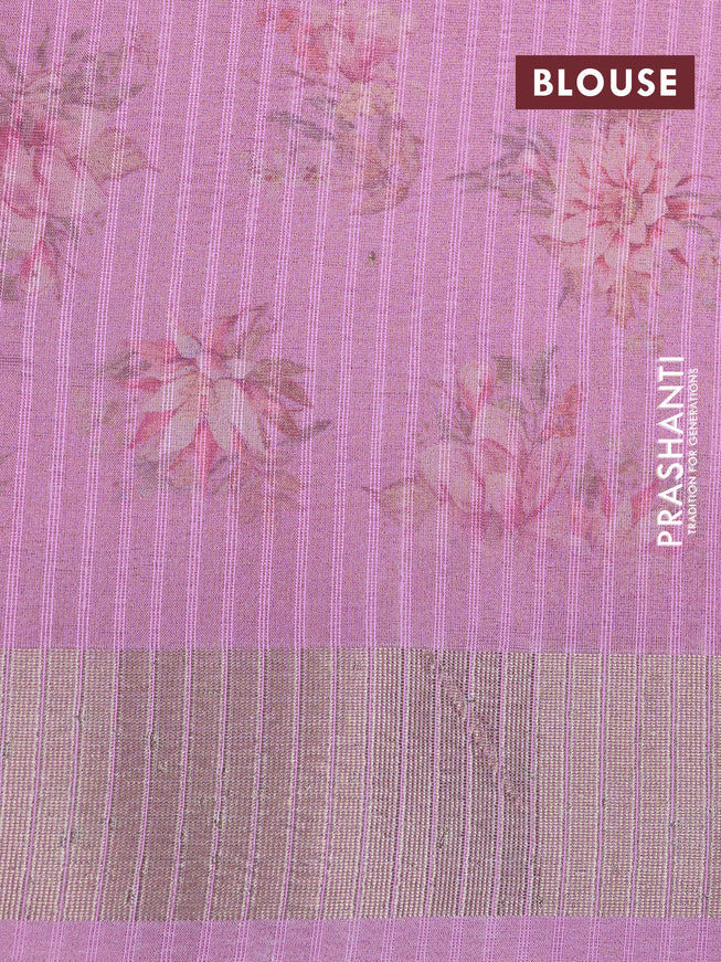 Crushed tissue saree light pink with allover floral digital prints and zari woven border