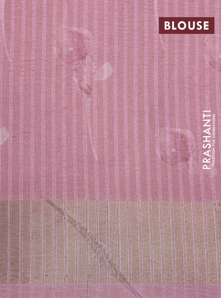 Crushed tissue saree mild peach pink with allover digital prints and zari woven border