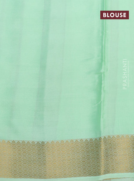 Pure mysore silk saree sandal and pista green with allover digital prints & zari weaves and long zari woven border