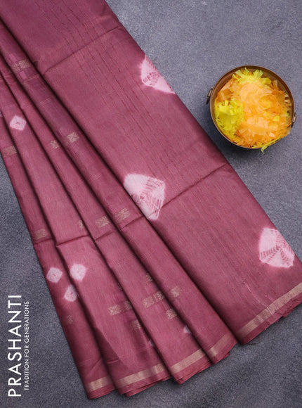 Bamboo saree maroon shade with zari woven buttas & batik butta prints and small zari woven border