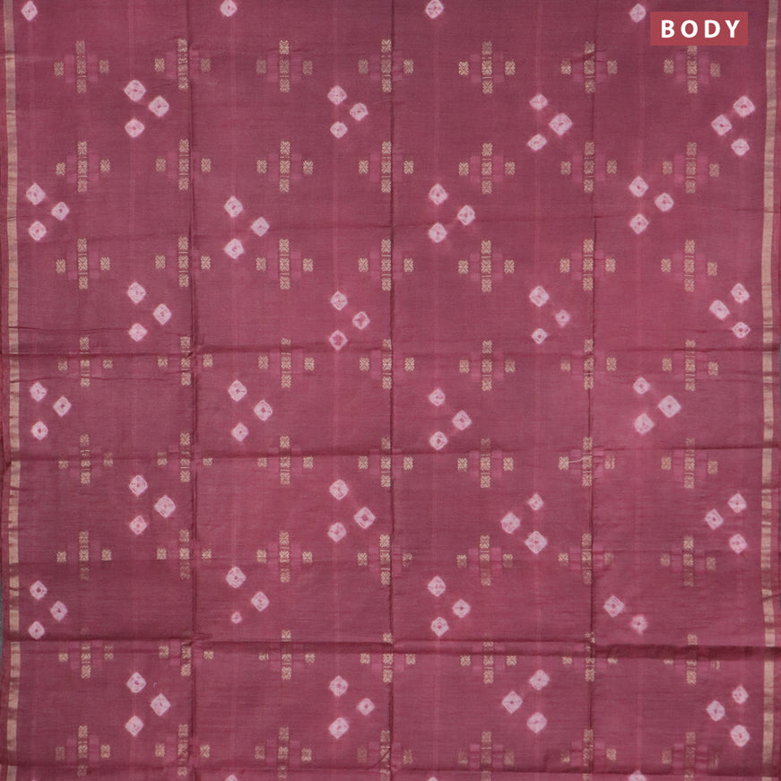 Bamboo saree maroon shade with zari woven buttas & batik butta prints and small zari woven border