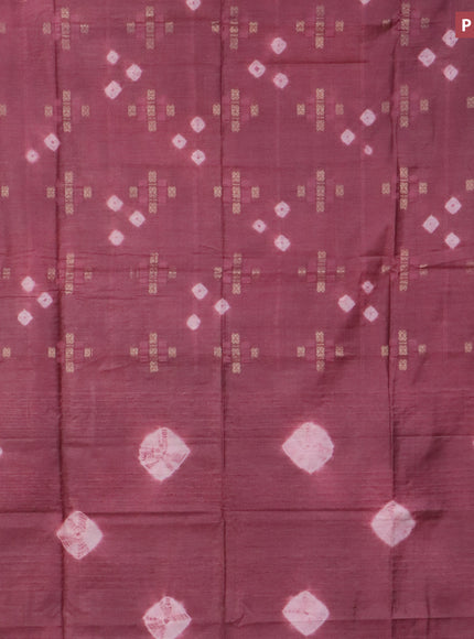 Bamboo saree maroon shade with zari woven buttas & batik butta prints and small zari woven border