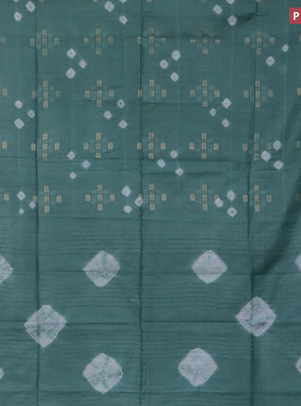 Bamboo saree pastel blue with zari woven buttas & batik butta prints and small zari woven border