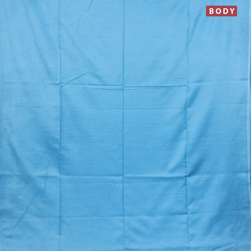 Bamboo saree light blue with plain body and sequin work pallu