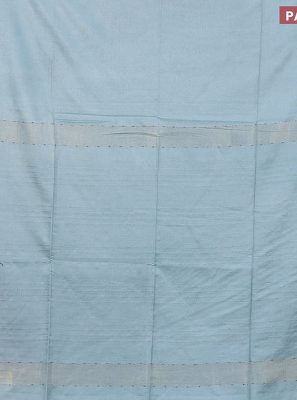 Bamboo saree pastel blue with plain body and sequin work pallu