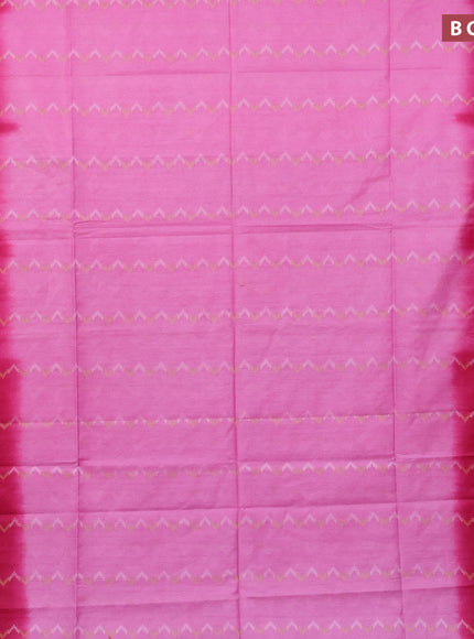 Bamboo saree light pink and pink with allover thread woven zig zag weaves in borderless style