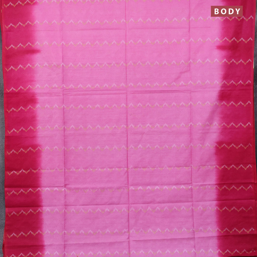 Bamboo saree light pink and pink with allover thread woven zig zag weaves in borderless style