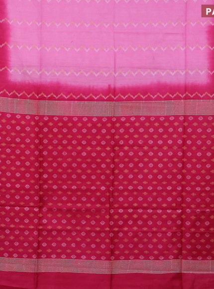 Bamboo saree light pink and pink with allover thread woven zig zag weaves in borderless style