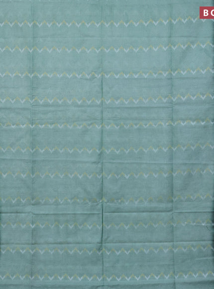 Bamboo saree pastel green and dark green with allover thread woven zig zag weaves in borderless style