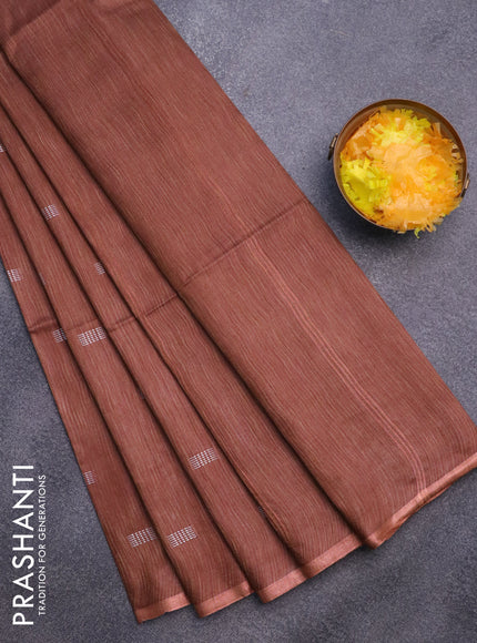 Bamboo saree rustic brown with thread woven buttas and zari woven piping border