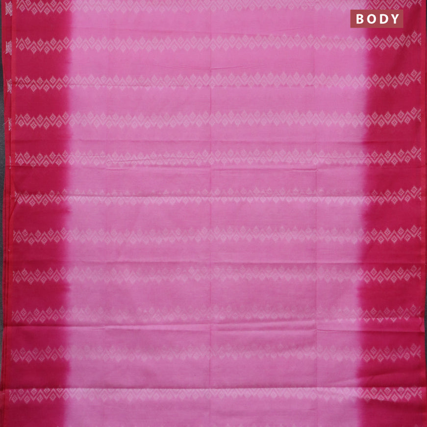 Bamboo saree light pink and pink with allover geometric thread weaves and sequin work pallu