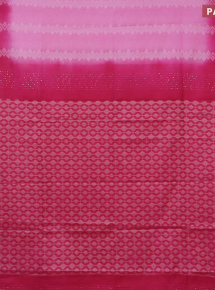 Bamboo saree light pink and pink with allover geometric thread weaves and sequin work pallu