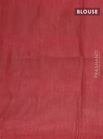 Bamboo saree grey and red shade with thread weaves & batik butta prints in borderless style