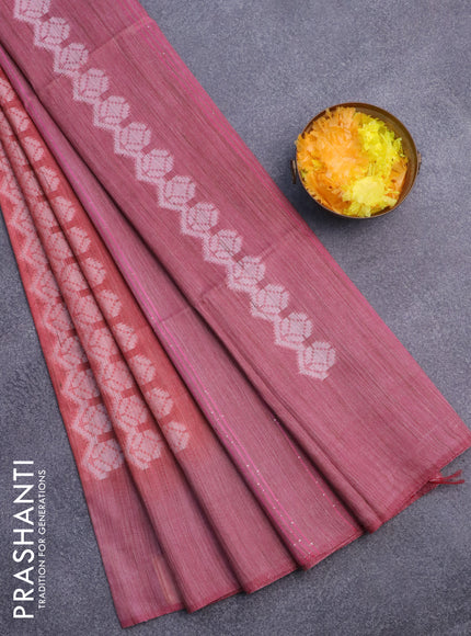 Bamboo saree maroon shade and pink with allover tie and dye & thread weaves and sequin work pallu