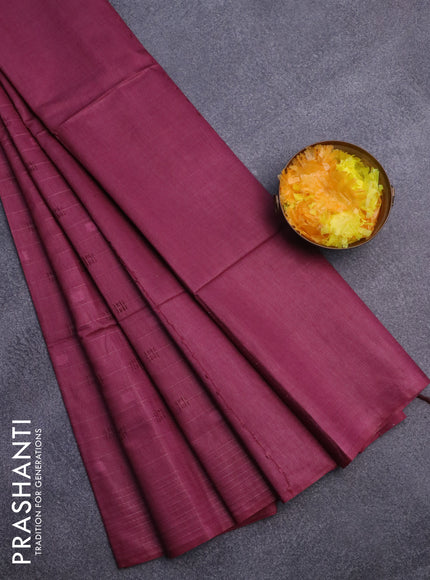 Bamboo saree maroon with allover thread strips & self emboss and sequin work pallu