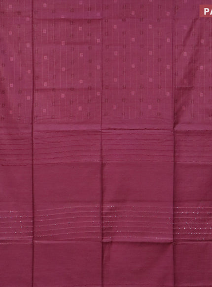 Bamboo saree maroon with allover thread strips & self emboss and sequin work pallu