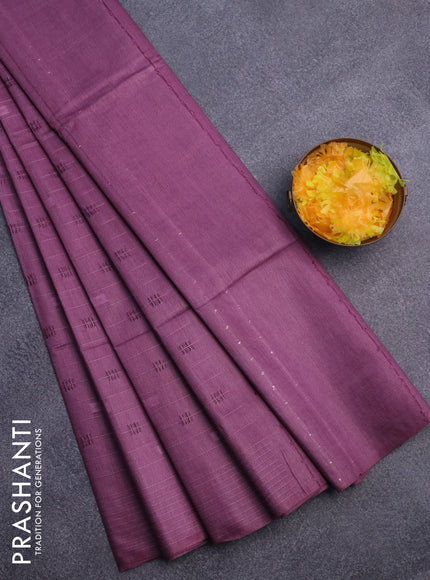 Bamboo saree wine shade with allover thread strips & self emboss and sequin work pallu